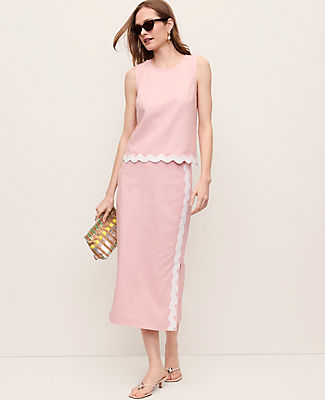Ann Taylor Midi Skirt in Linen Blend