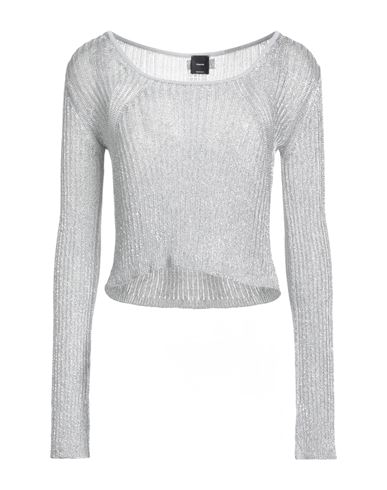 Woman Sweater Silver Size L Viscose, Metallic fiber