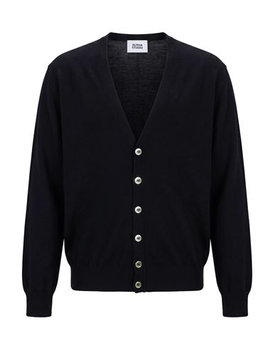 Man Cardigan Black Size 36 Cotton