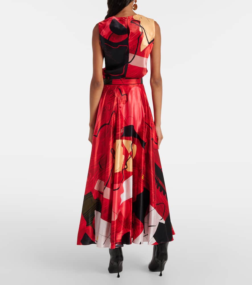 Ameera printed satin maxi skirt