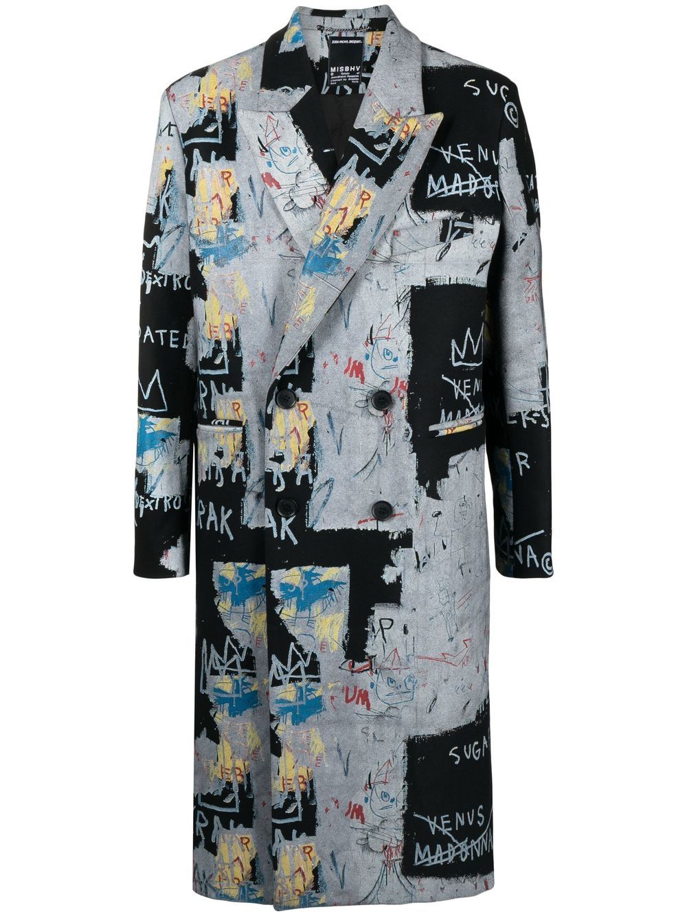 Graphic-print double-breasted coat - Multicolour
