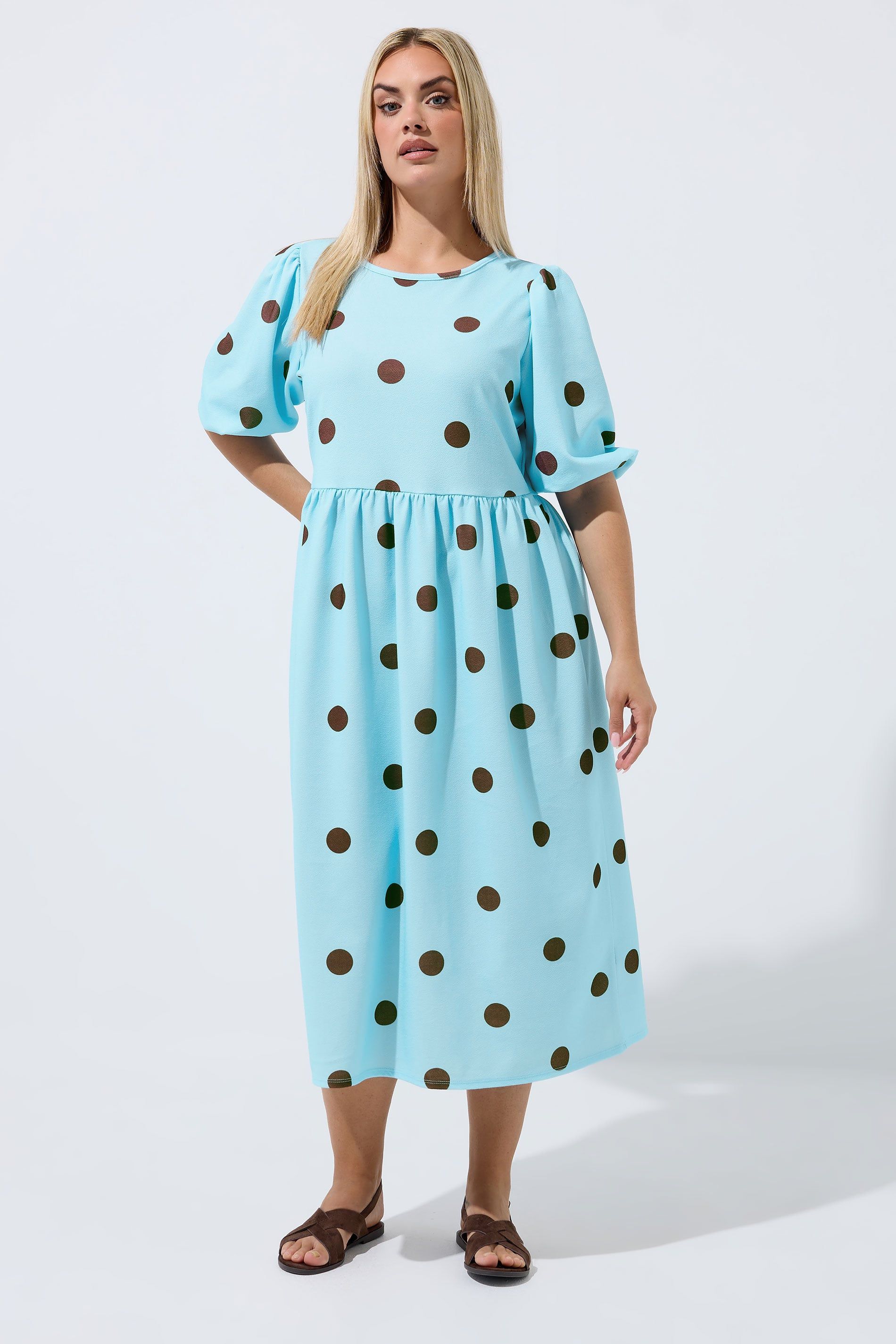 Yours Polka Dot Maxi Dress In Baby Blue