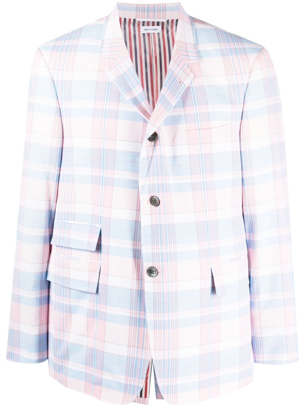 Plaid-check pattern cotton blazer - Pink