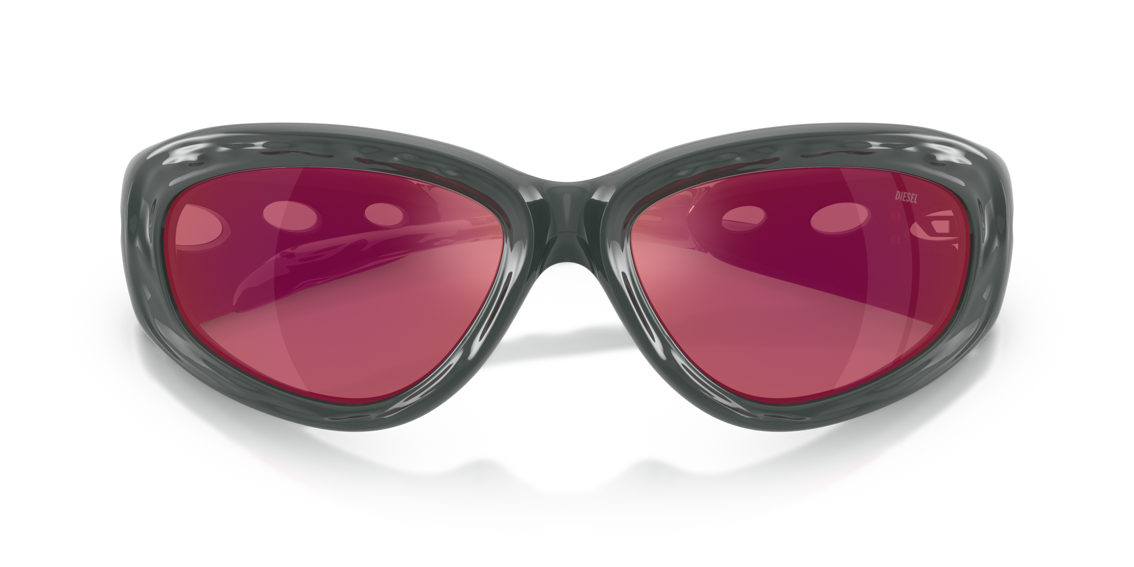 DIESEL Unisex DIESEL DL3015U 2052D0 Sunglasses Injected Grey Violet Pillow Mirror