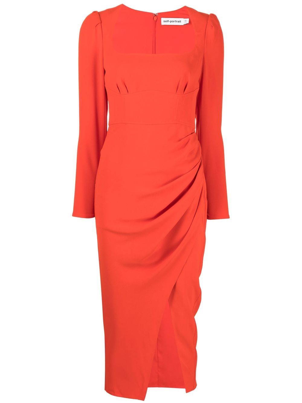 Ruched midi dress - Red