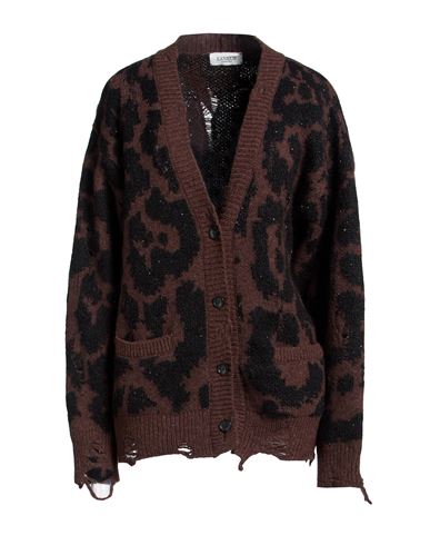 Woman Cardigan Brown Size 4 Merino Wool, Polyester, Mohair wool, Nylon, Wool