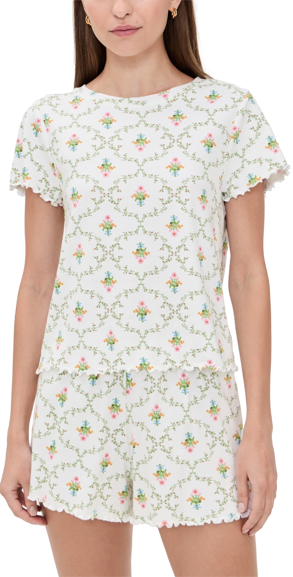 The Nina Short Pajama Set Pastel Trellis