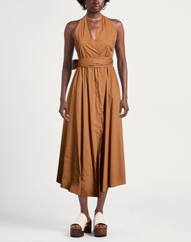 Woman Maxi dress Light brown Size S Cotton