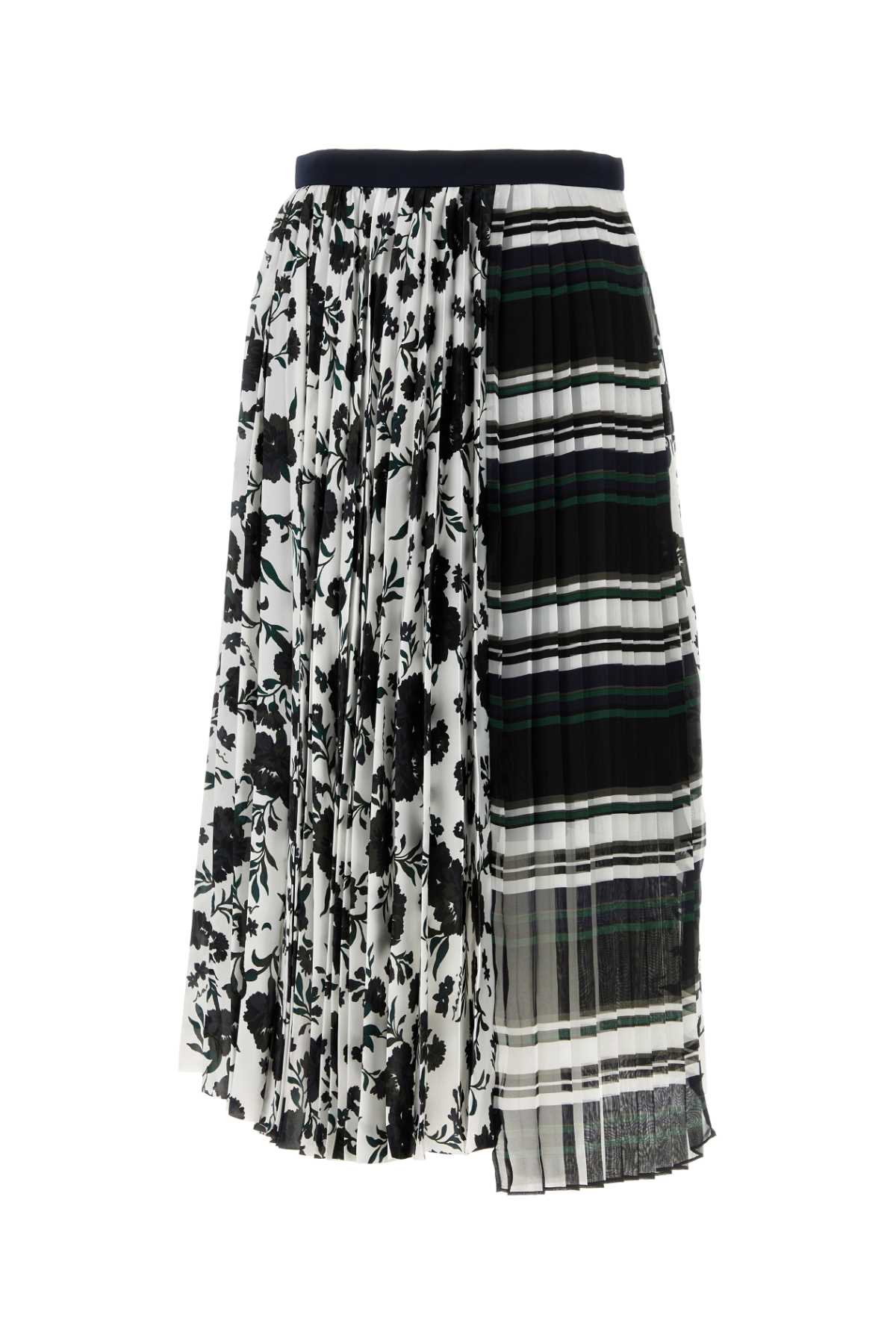 Mixed-Pattern Pleated Skirt — Multicolor