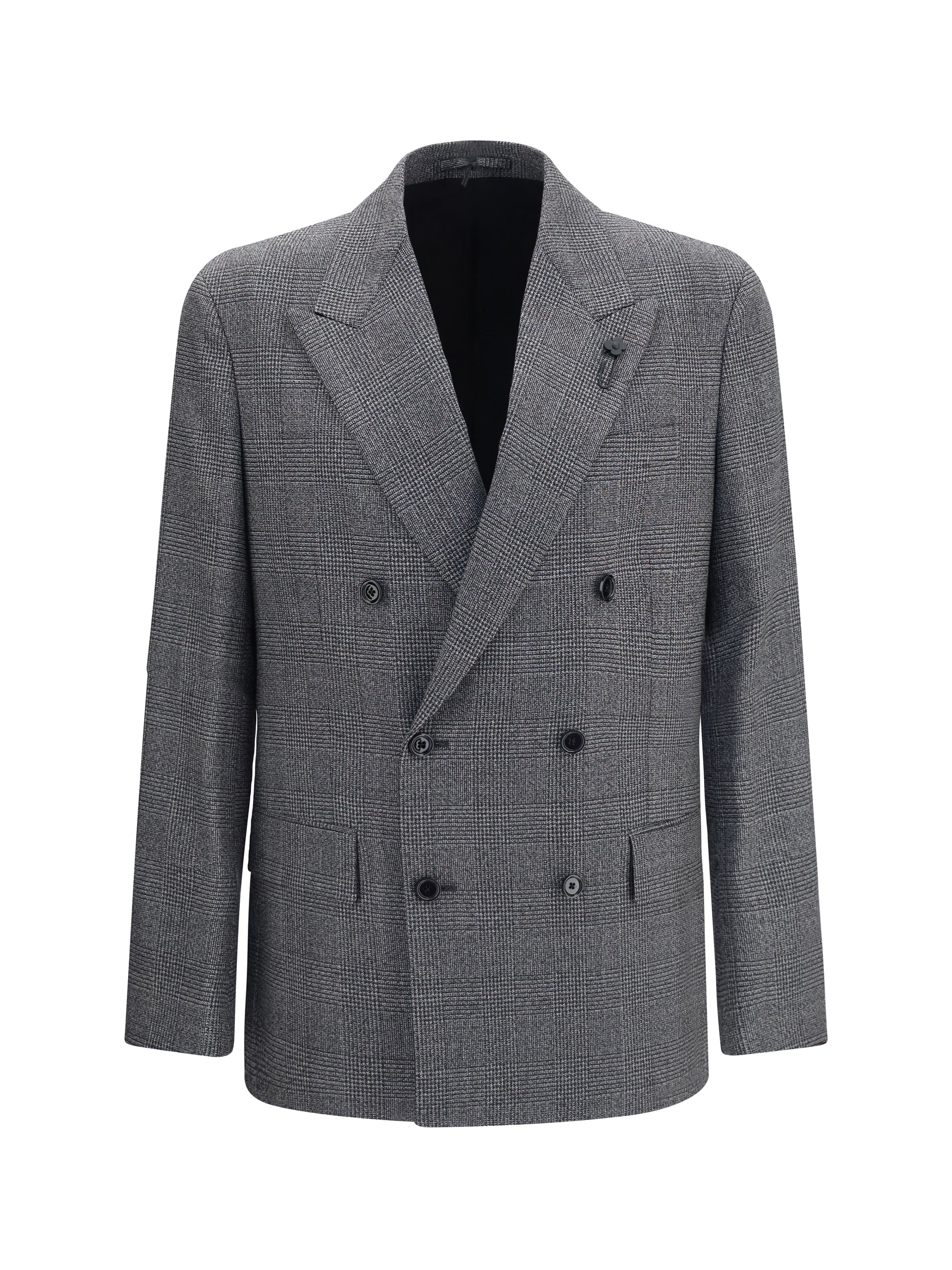 Double-Breasted Wool Blazer — Gray