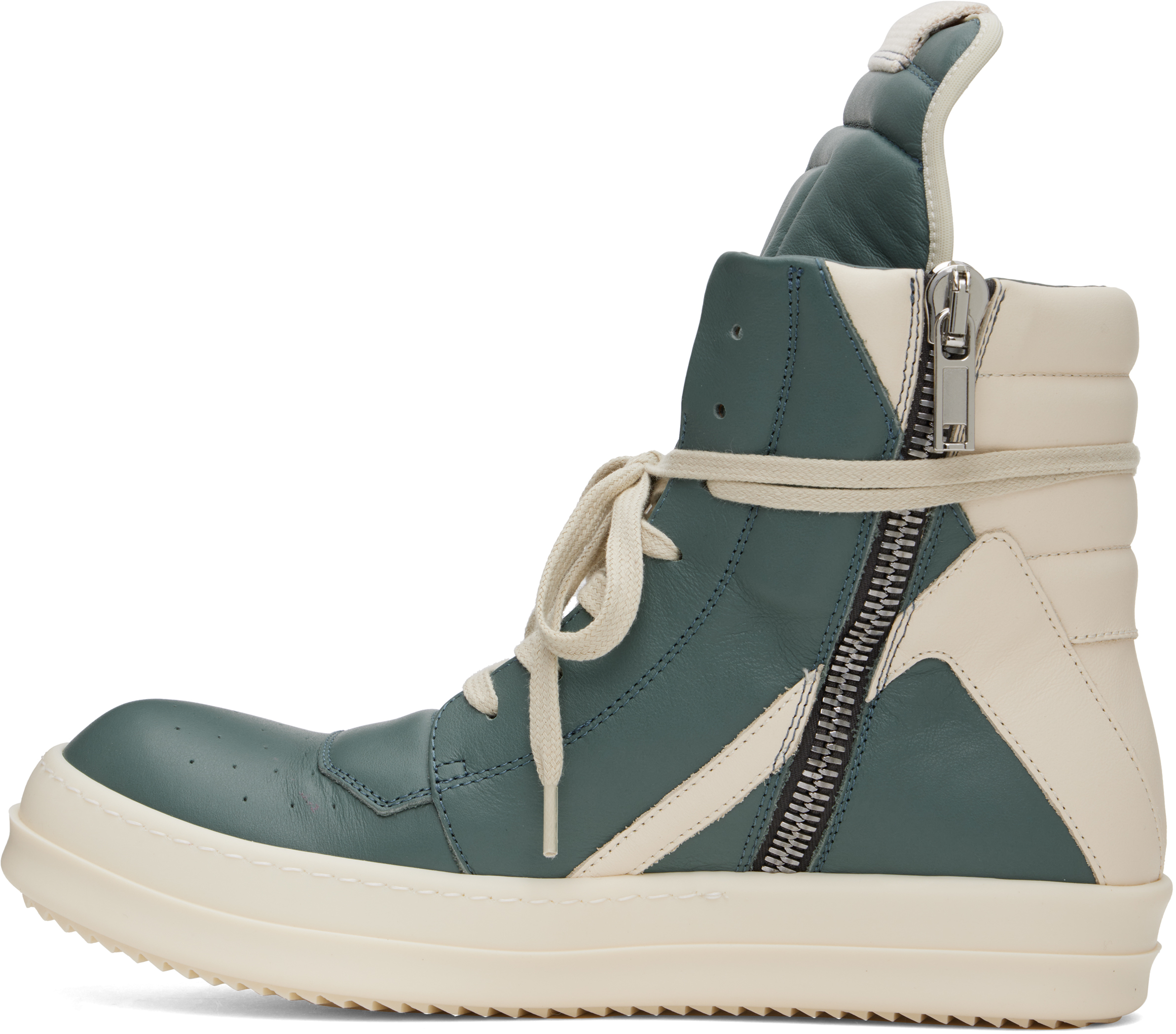Rick Owens Blue & Off-White Hollywood Geobasket Sneakers