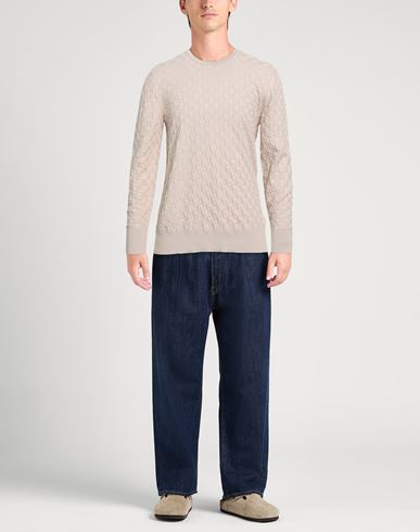 Man Sweater Beige Size M Cotton, Wool