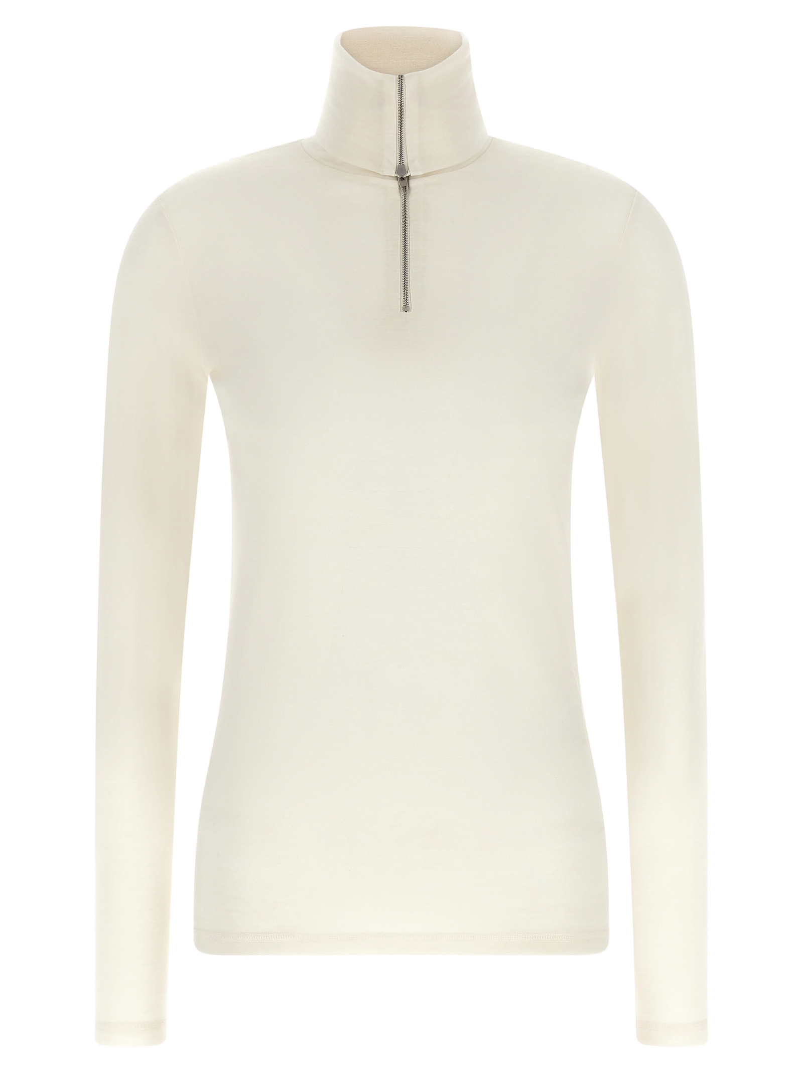 Half-Zip Virgin Wool Blend Sweater — White