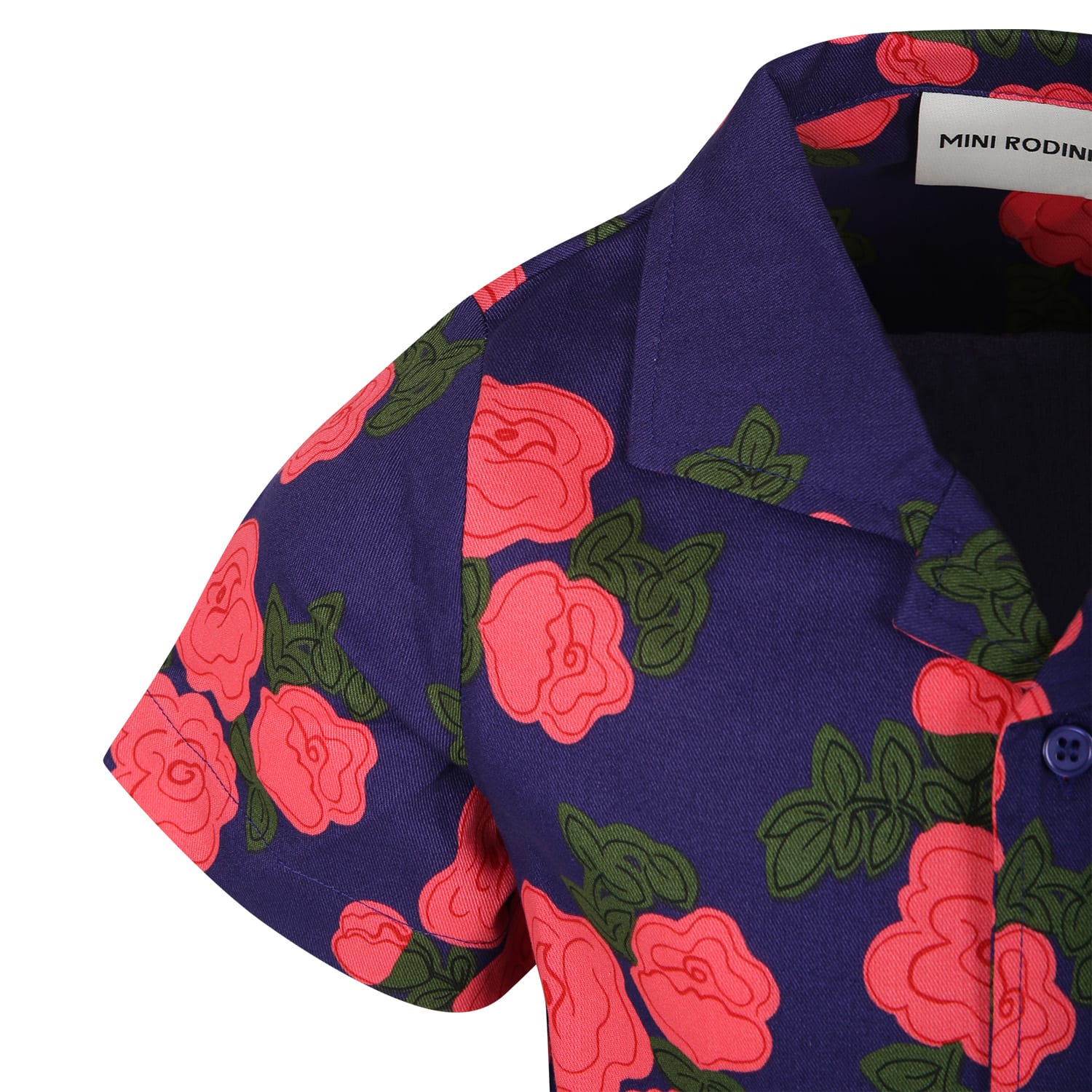 Roses organic cotton shirt - Blue