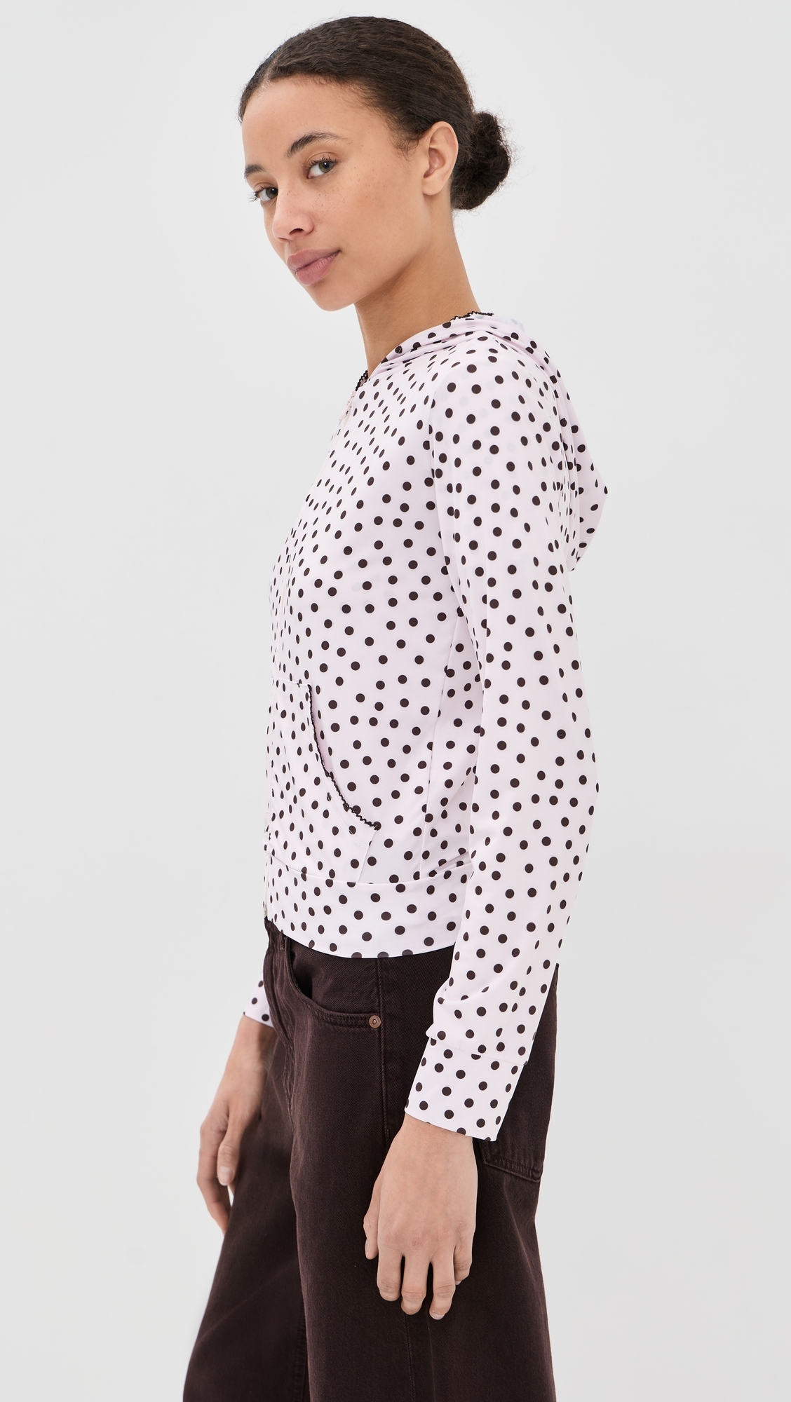 Hoodie Pink/Brown Dots