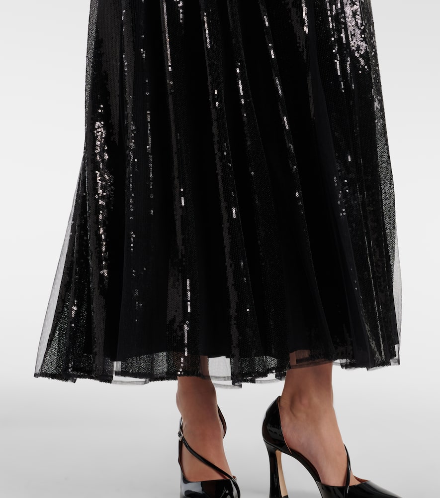 Sequined tulle maxi dress