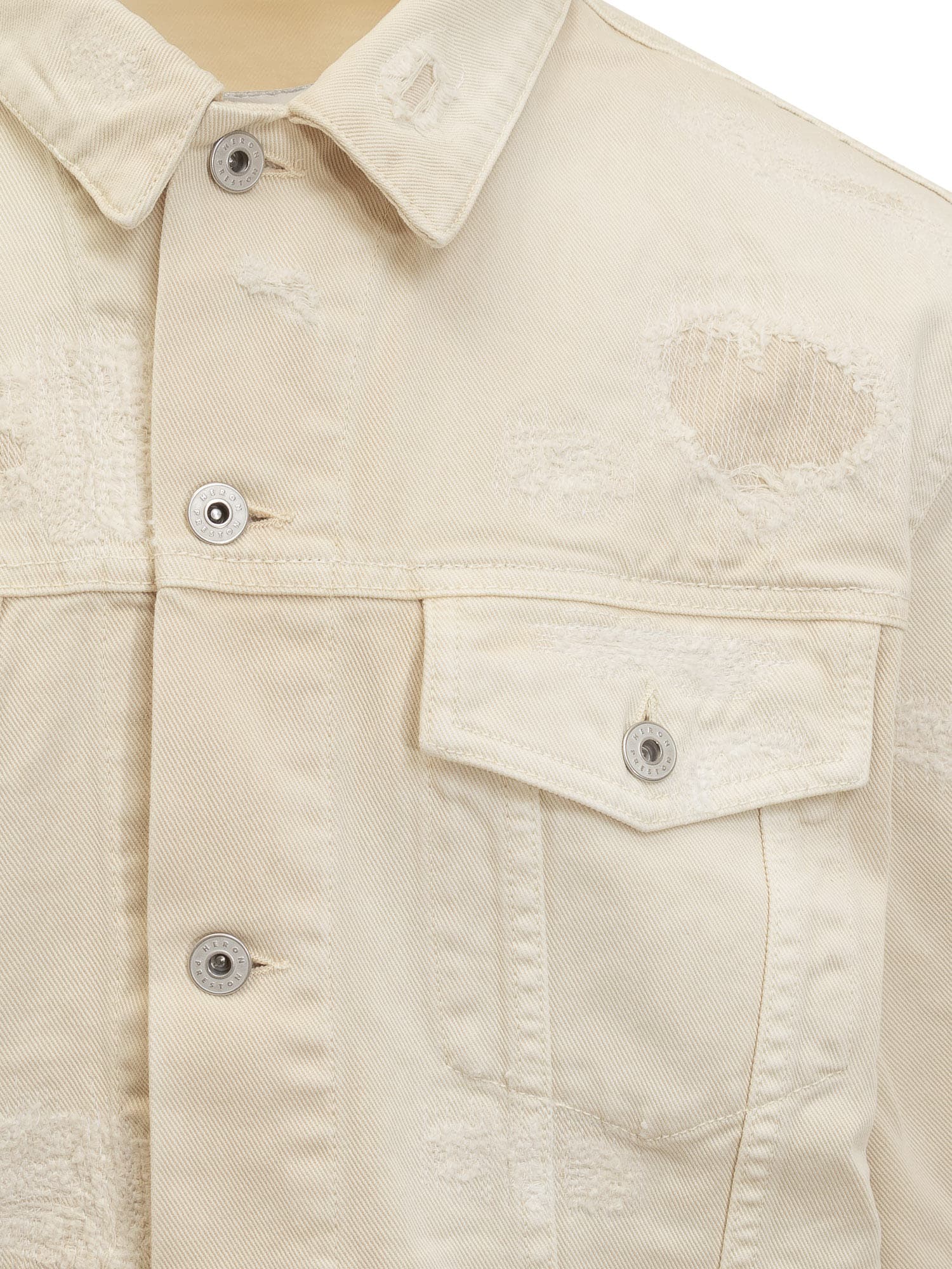 Logo-patch cotton jacket - White