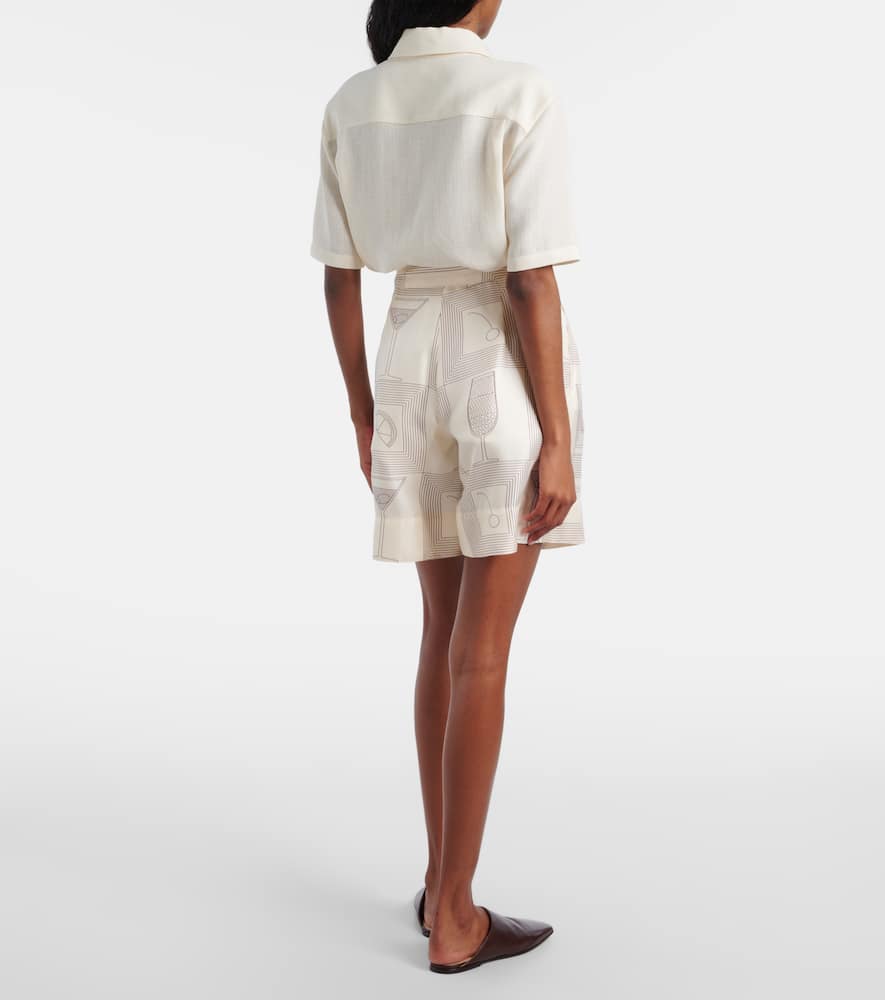 Dorin printed silk twill Bermuda shorts