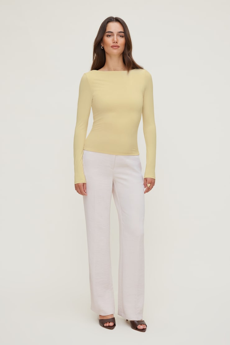 Nola Sculpt Long Sleeve Top - Yellow - Women Clothing