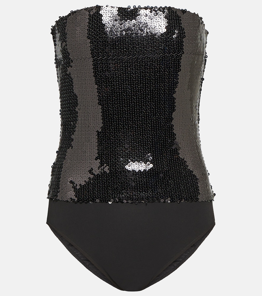 Sequined strapless bodysuit