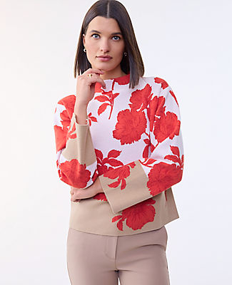 Ann Taylor Floral Jacquard Sweater