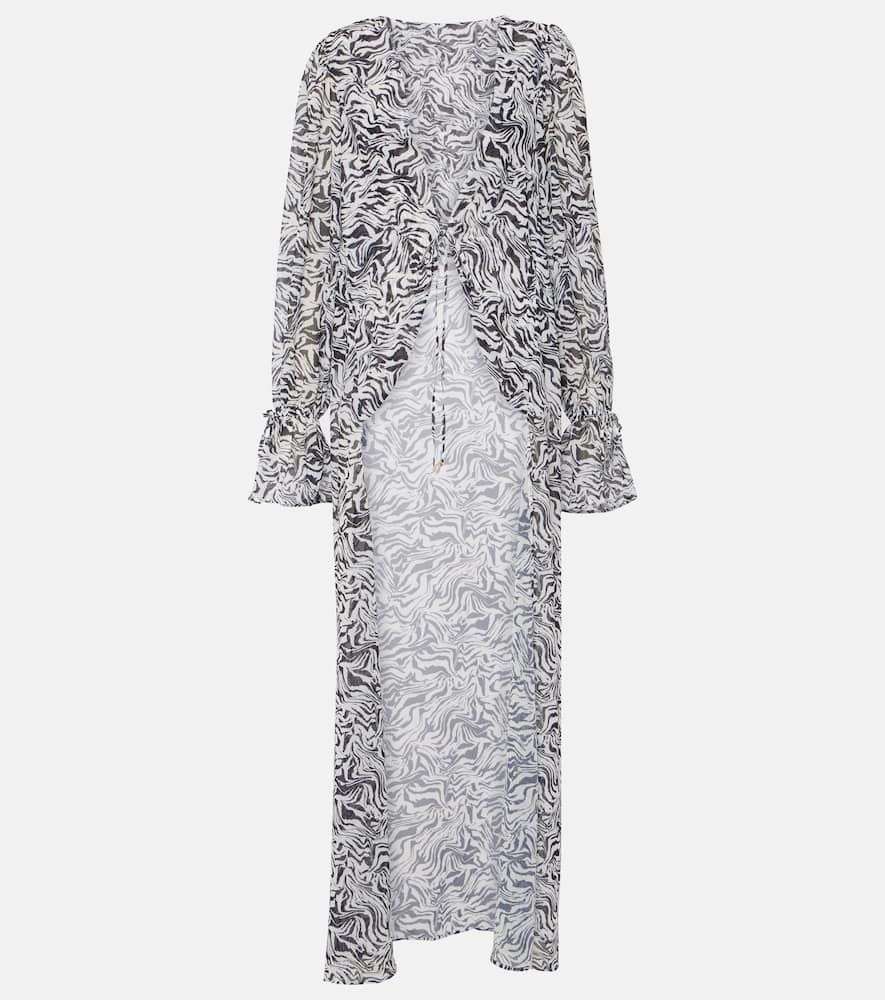 Zebra-print chiffon beach cover-up