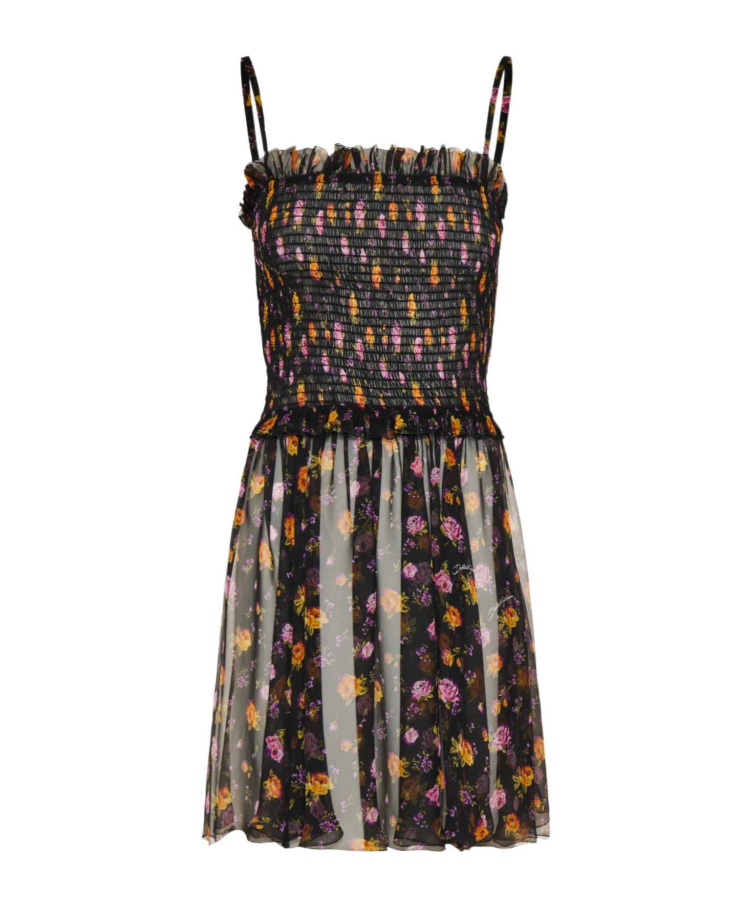 Ruffled floral mini dress