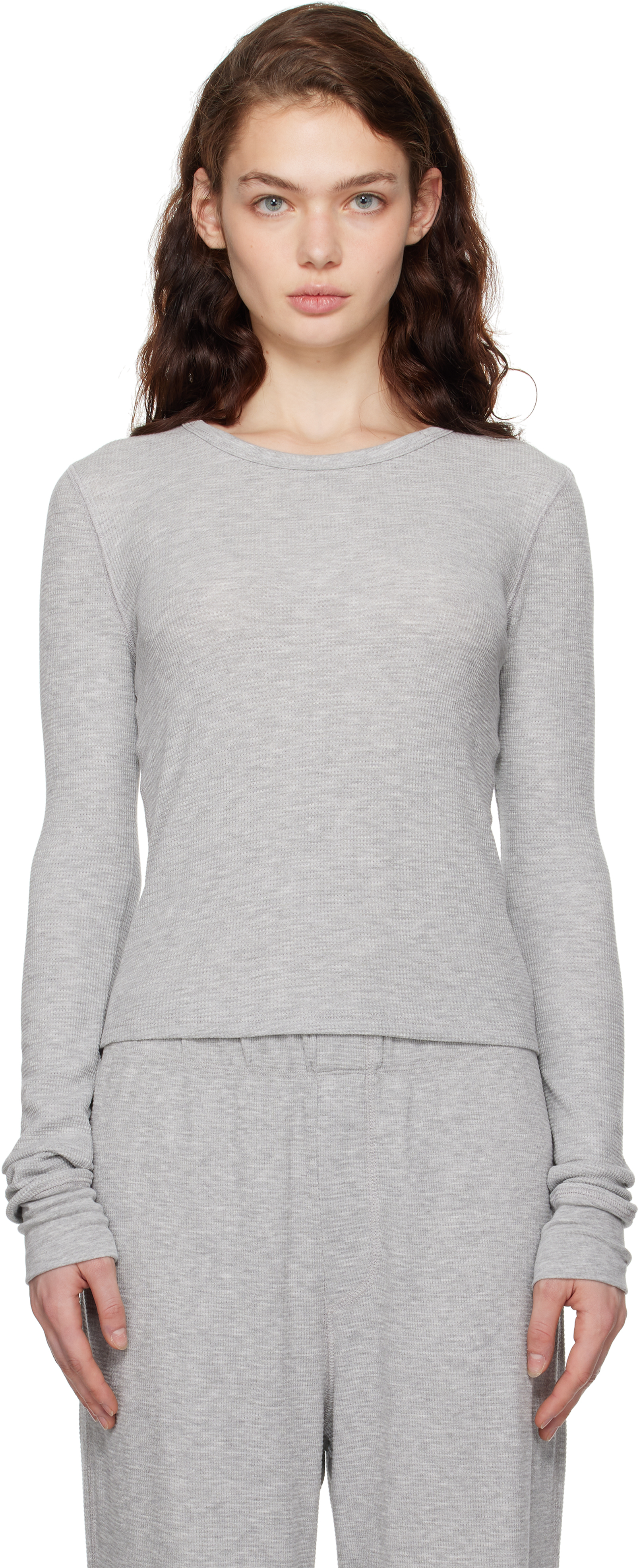 ÉTERNE Gray Long Sleeve Thermal T-shirt