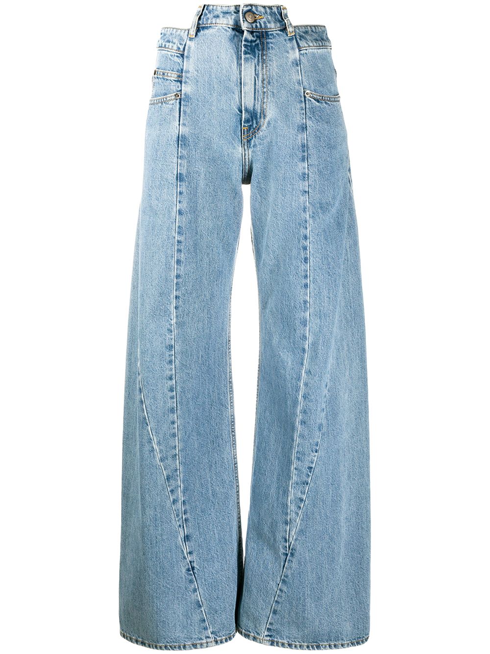 Wide-Leg Denim Jeans — light blue
