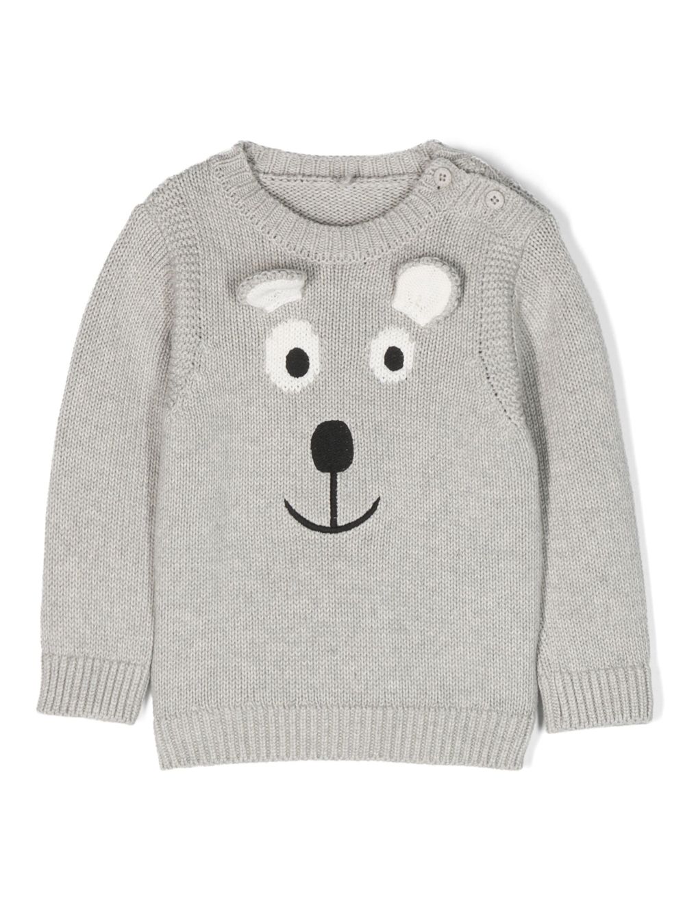 Intarsia-knit cotton jumper - Grey