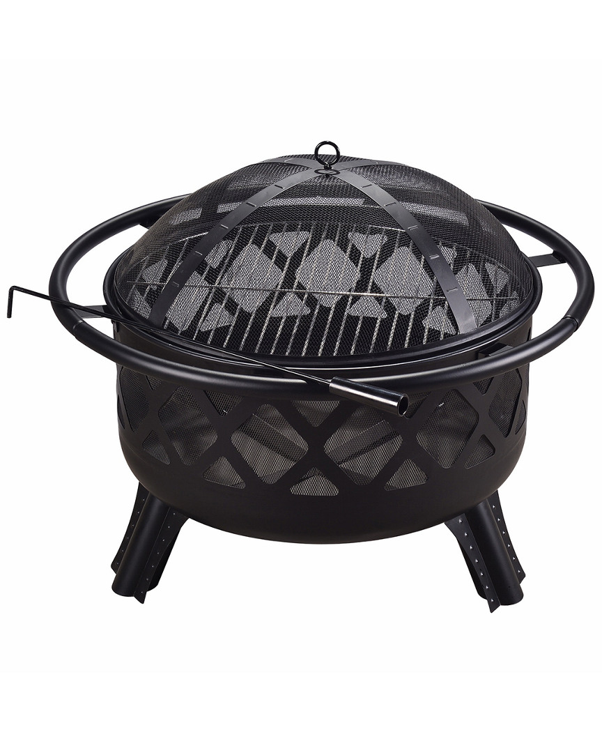 Peaktop Outdoor 30In Round Steel Wood Burning Fire Pit