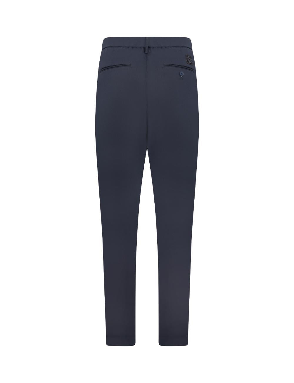 Tapered Cotton Trousers — Navy