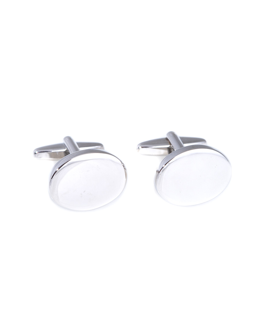 Rhodium Plated Oval Cufflinks