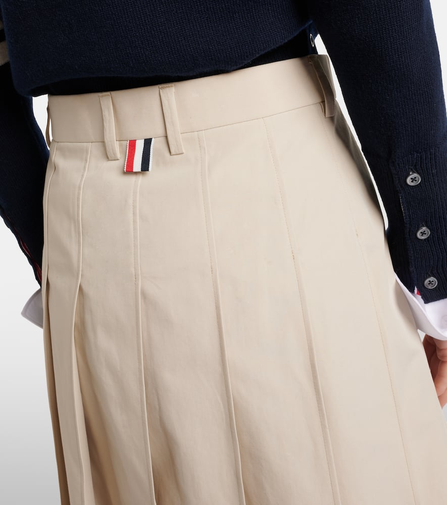 Pleated cotton twill miniskirt