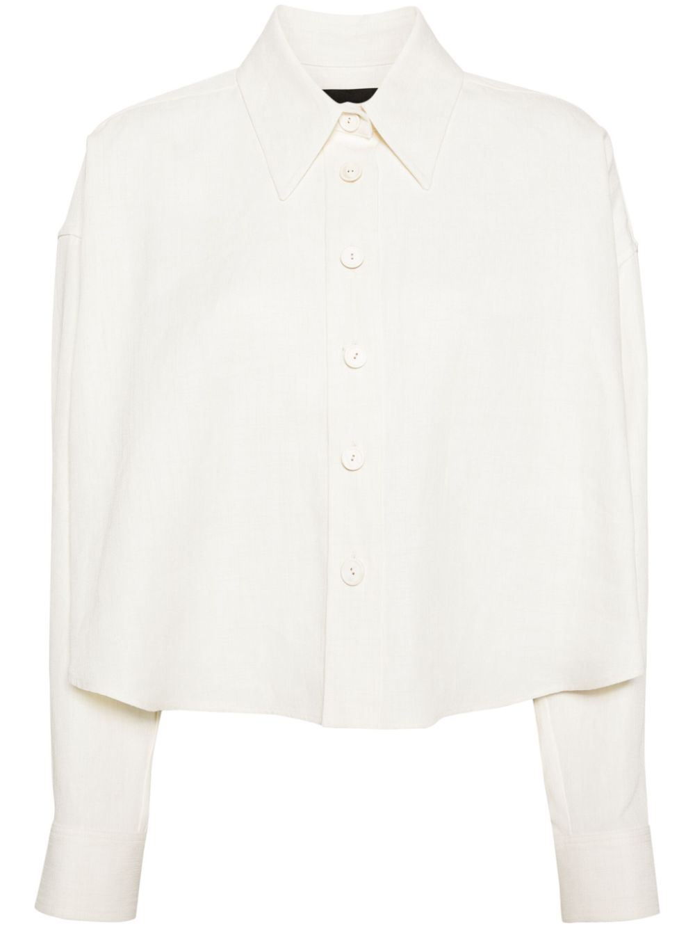 Buttoned linen blend shirt - White