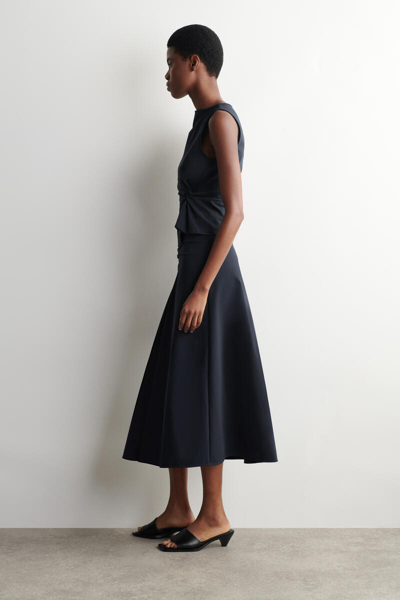 Twist-Detail Jersey Midi Skirt