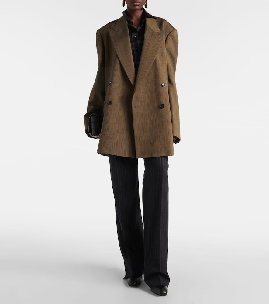 Double-breasted cotton-blend blazer