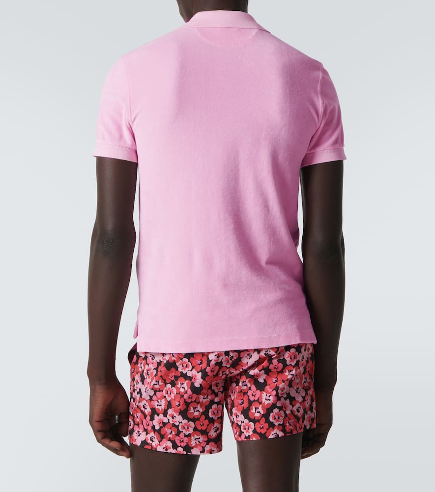 Cotton-blend terry polo shirt