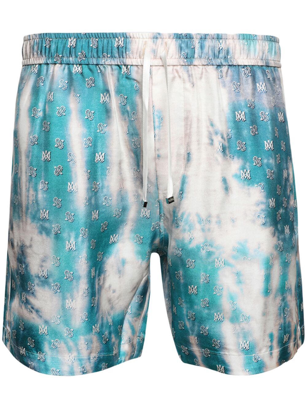 Abstract-print silk track short - Black