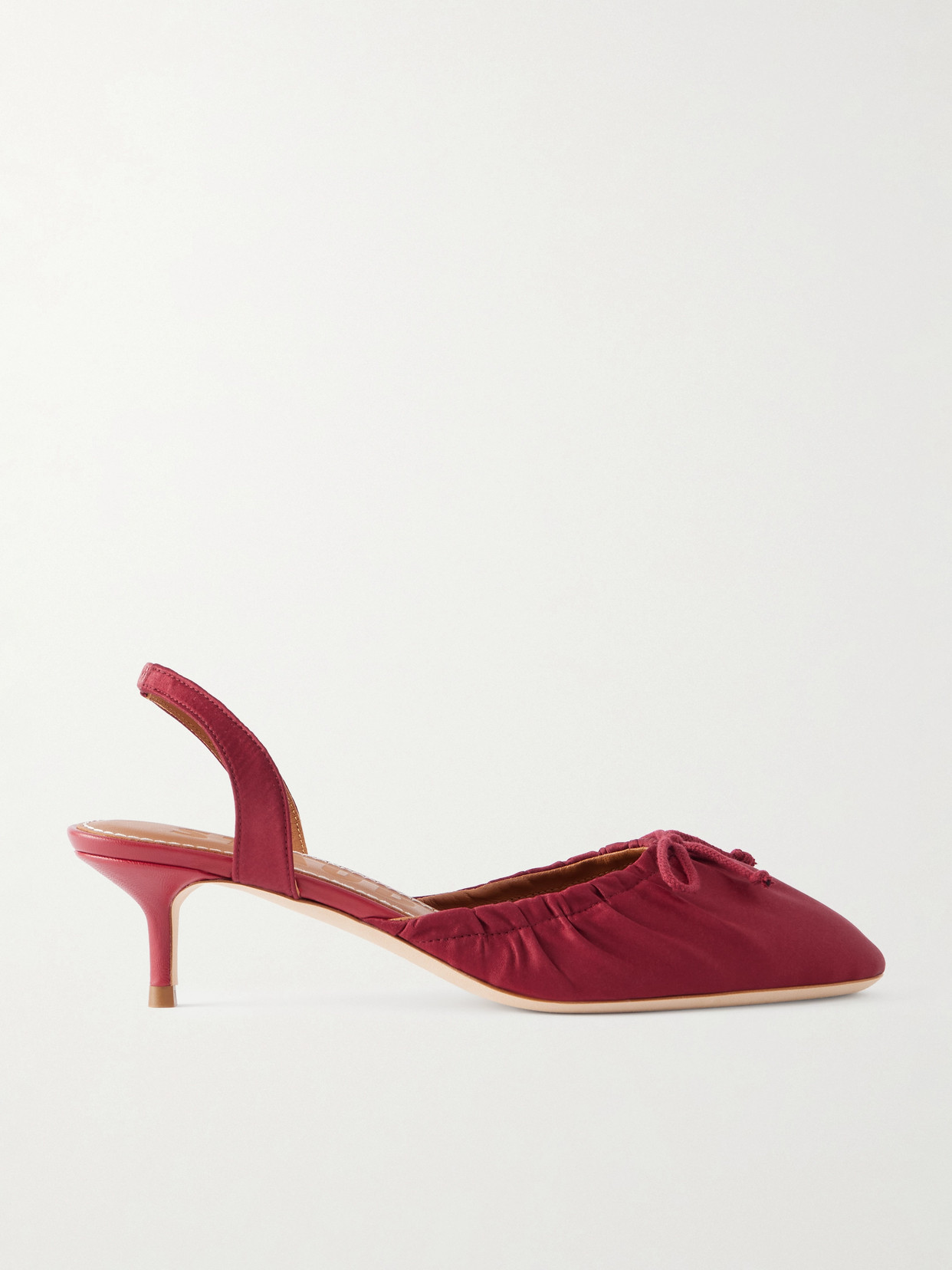 Alba Gathered Satin Slingback Pumps - Burgundy