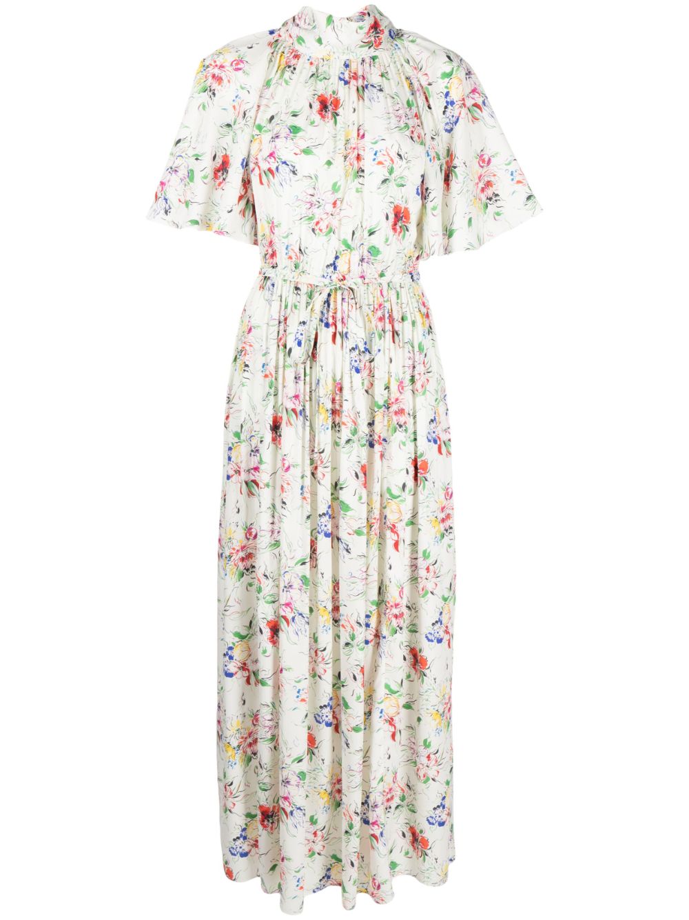 Floral-print maxi dress - White