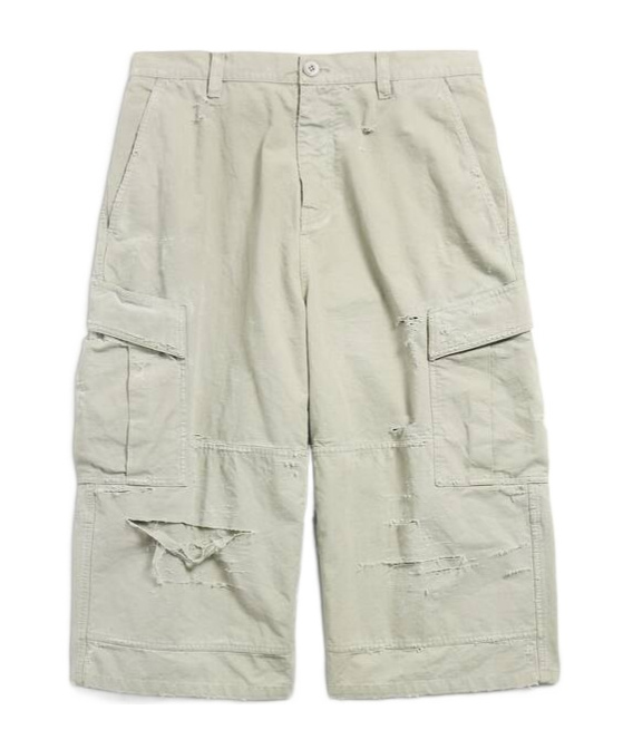 Men's Cropped Cargo Pants in Military Beige