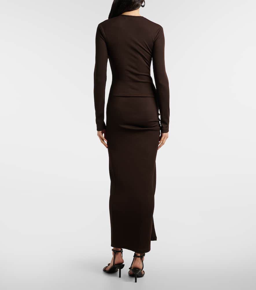 Cutout ribbed-knit midi dress