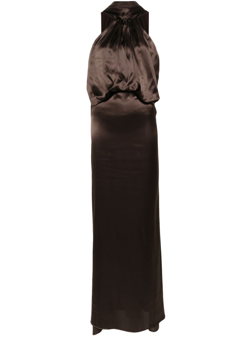 Silk maxi dress - Brown