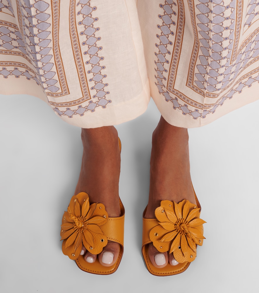 Brightside floral-appliqué leather sandals