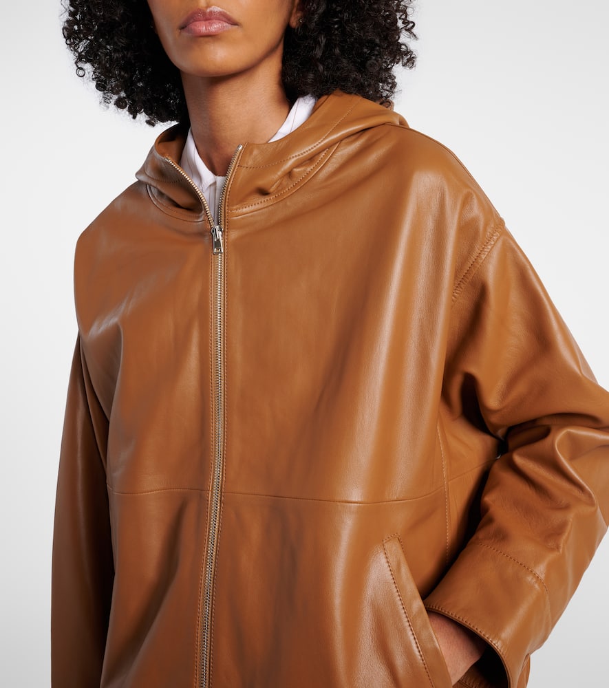 Hooded leather jacket