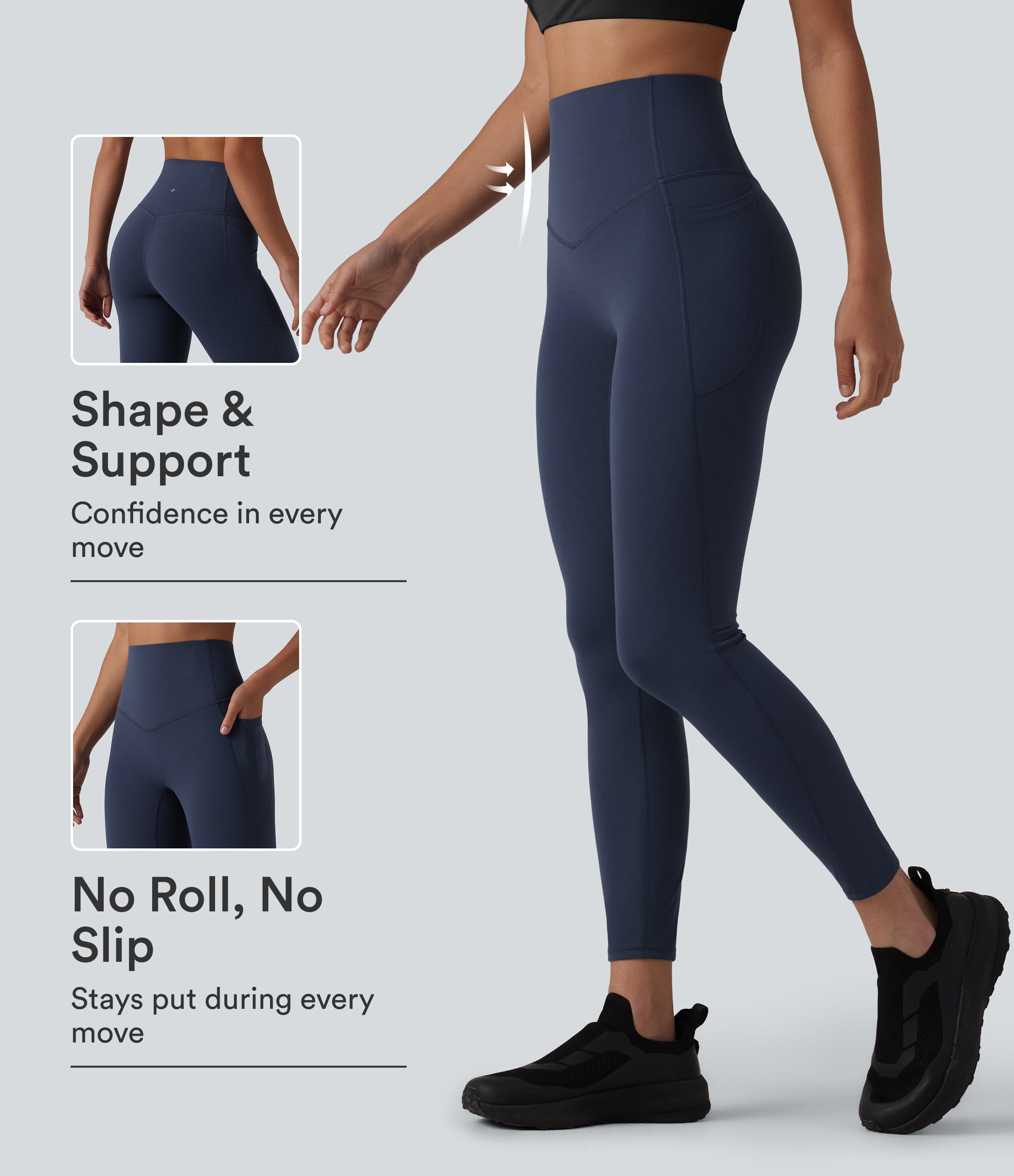 UltraSculpt™ - Formende 7/8-Yoga-Leggings mit hohem rutschfestem Bund, Seitentaschen und Bauchkontrolle - Mood Indigo