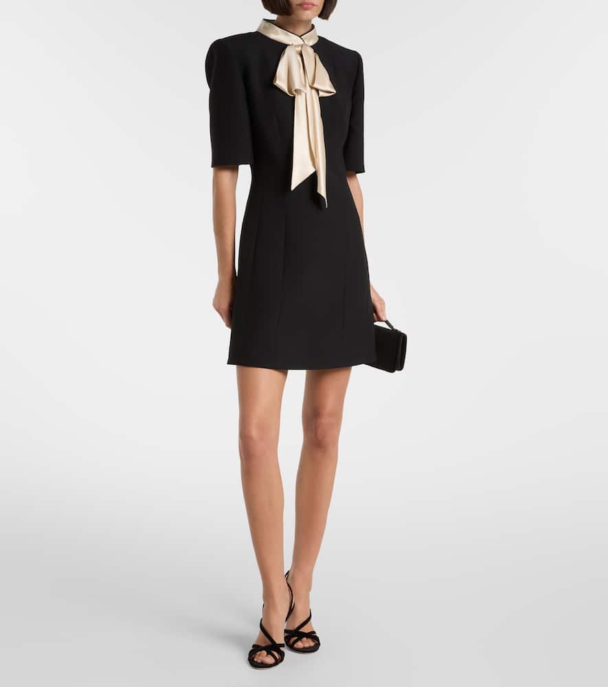 Bow-detail wool and silk minidress