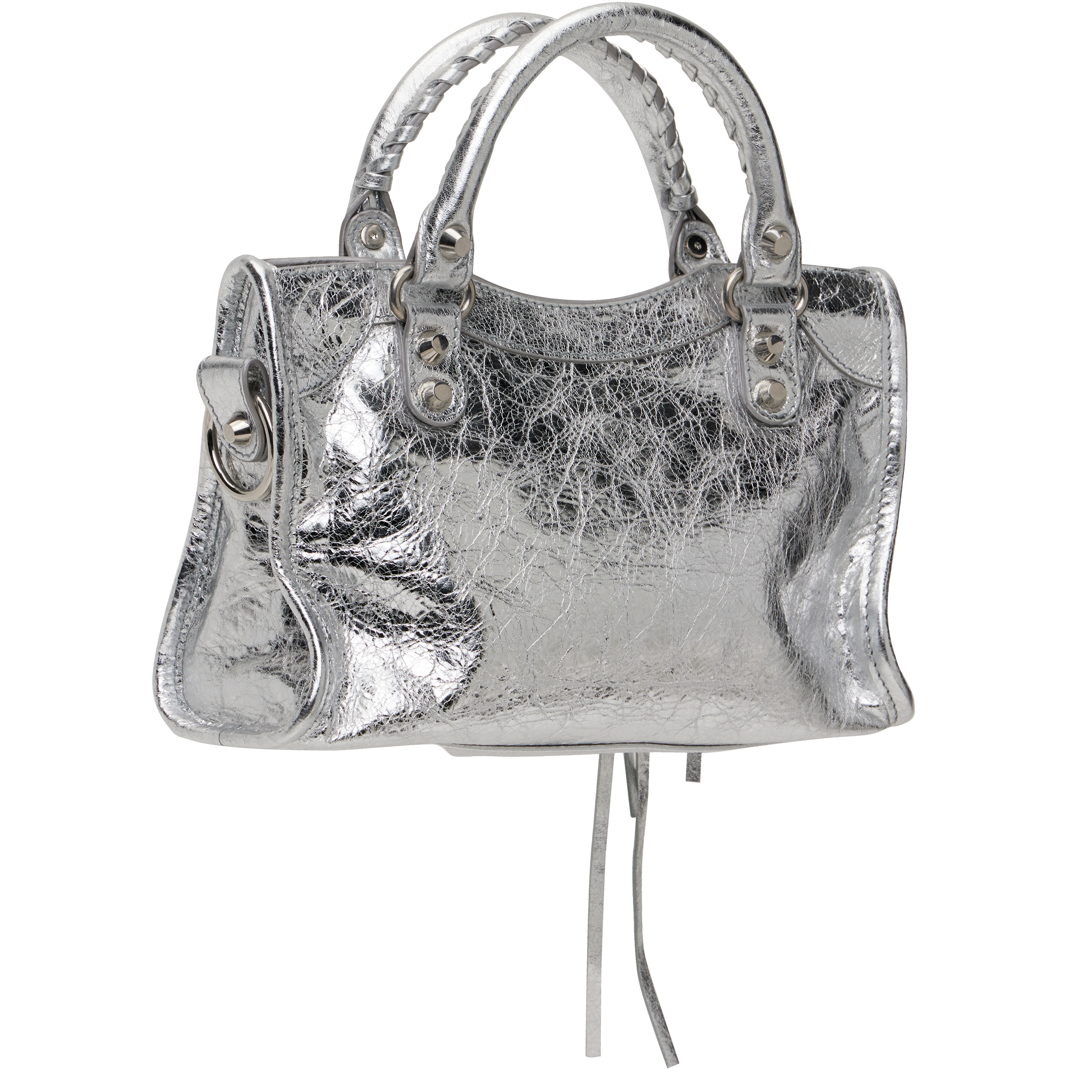 Silver 'Le City Mini' Metallic Lamb Leather Bag