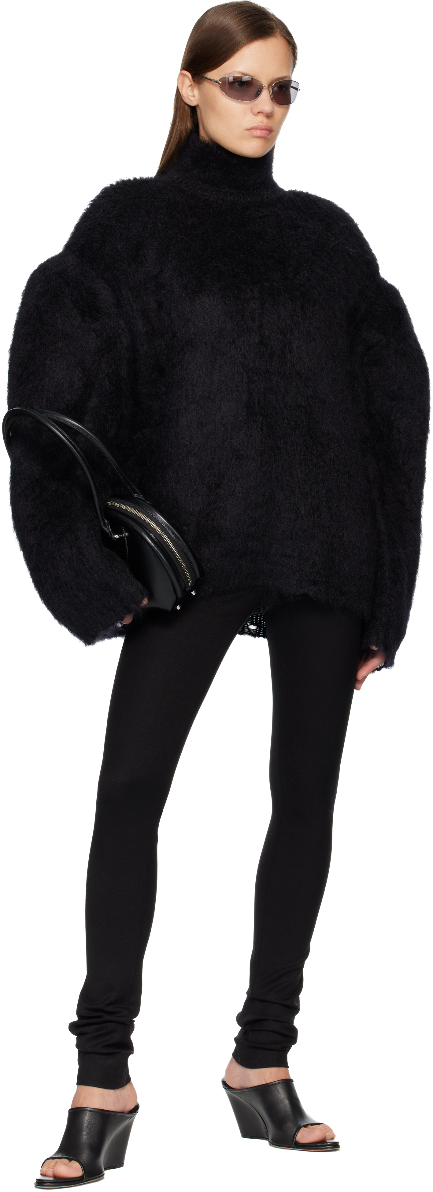 Black Wool Leggings